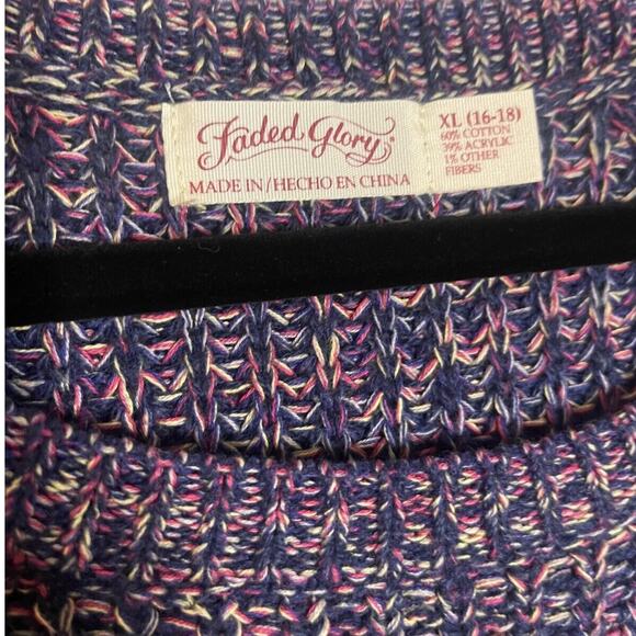 Faded Glory XL Sweater Multi Color Woven Marled Knit Crew Neck Pull Over - Picture 2 of 6